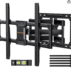 Full Motion TV Wall Mount for Most 37–82 inch Flat Curved TVs up to 110 lbs, 12″/16″ Wood Studs, Bracket with Articulating Arms, Swivel, Tool-Free Tilt, Max VESA
